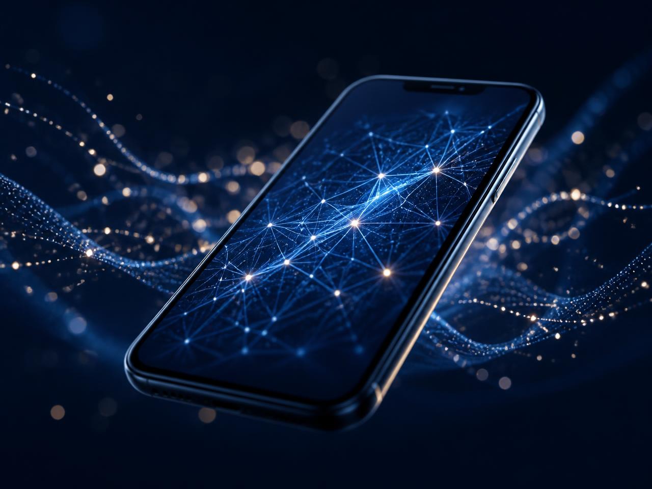 AIニューラルインターフェースを表示するスマートフォン — 人工知能の身近な姿